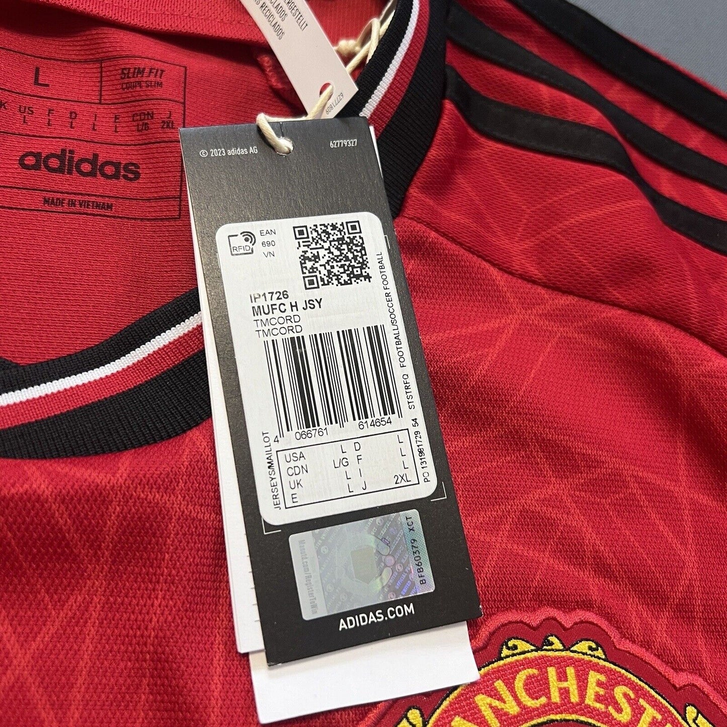 Manchester United Jersey 23/24 Home Mens Soccer Shirt IP1726 Adidas Size L
