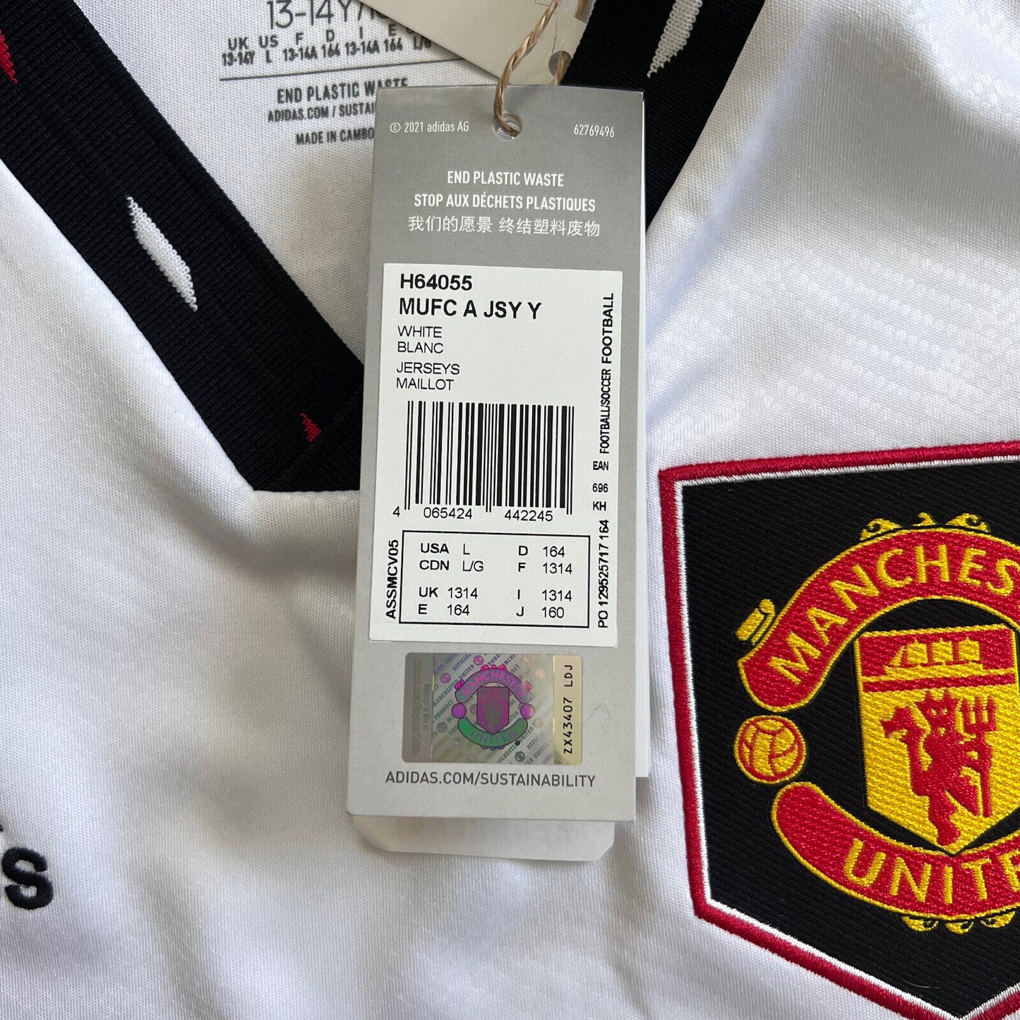 McTominay Manchester United Jersey 22-23 Away Size L Boys Adidas Football Shirt