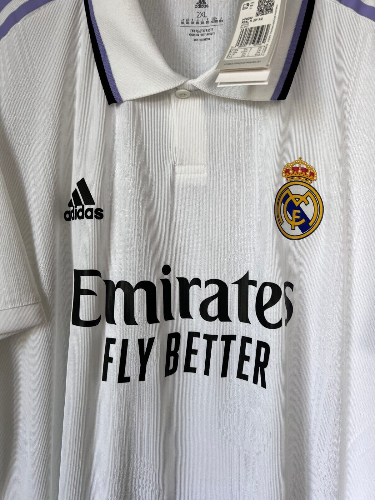 Real Madrid Jersey 22/23 Home Authentic Soccer Shirt HF0292 Adidas Mens Size 2XL