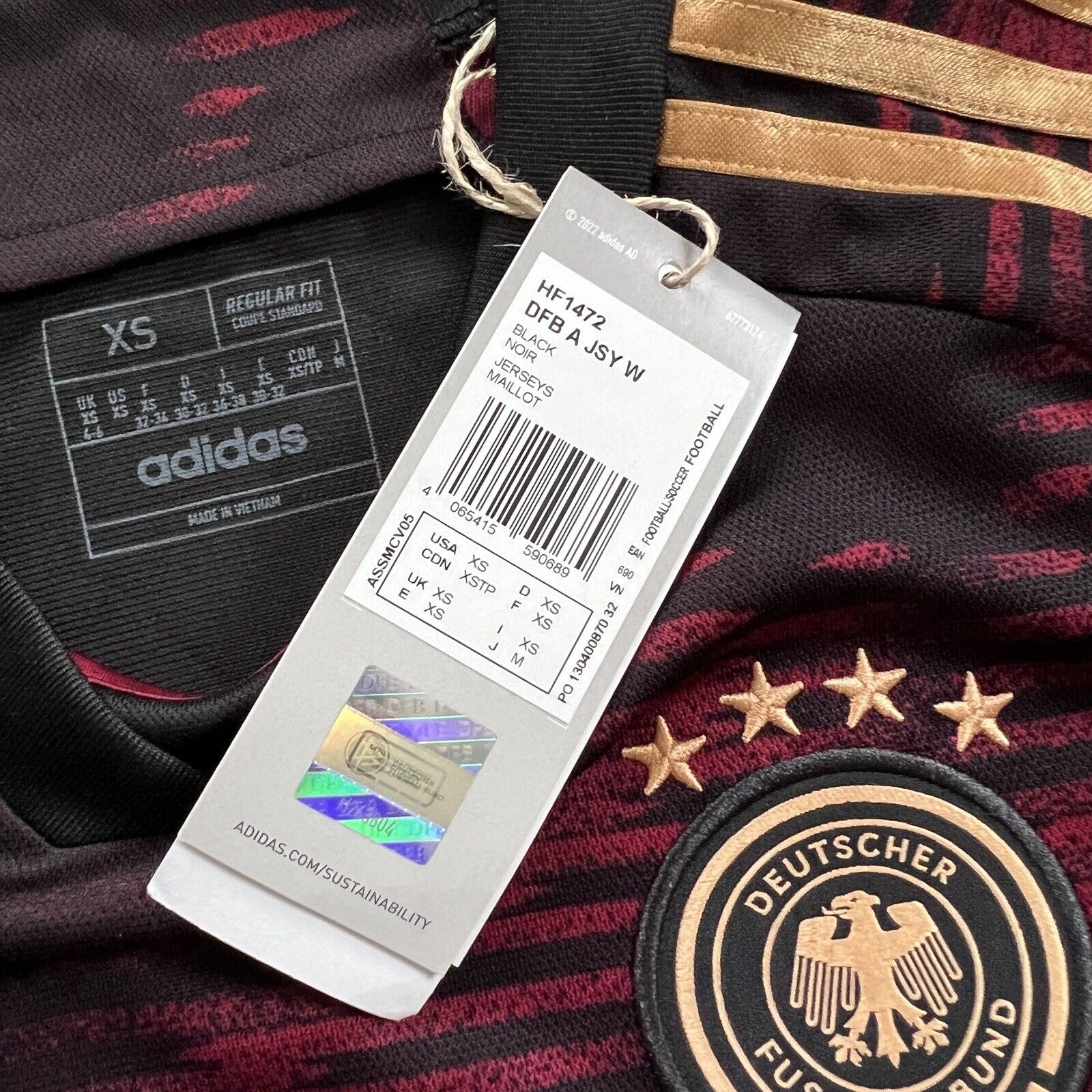 Germany Jersey Team 2022 Away Womens Size XS Soccer Football Shirt Adidas