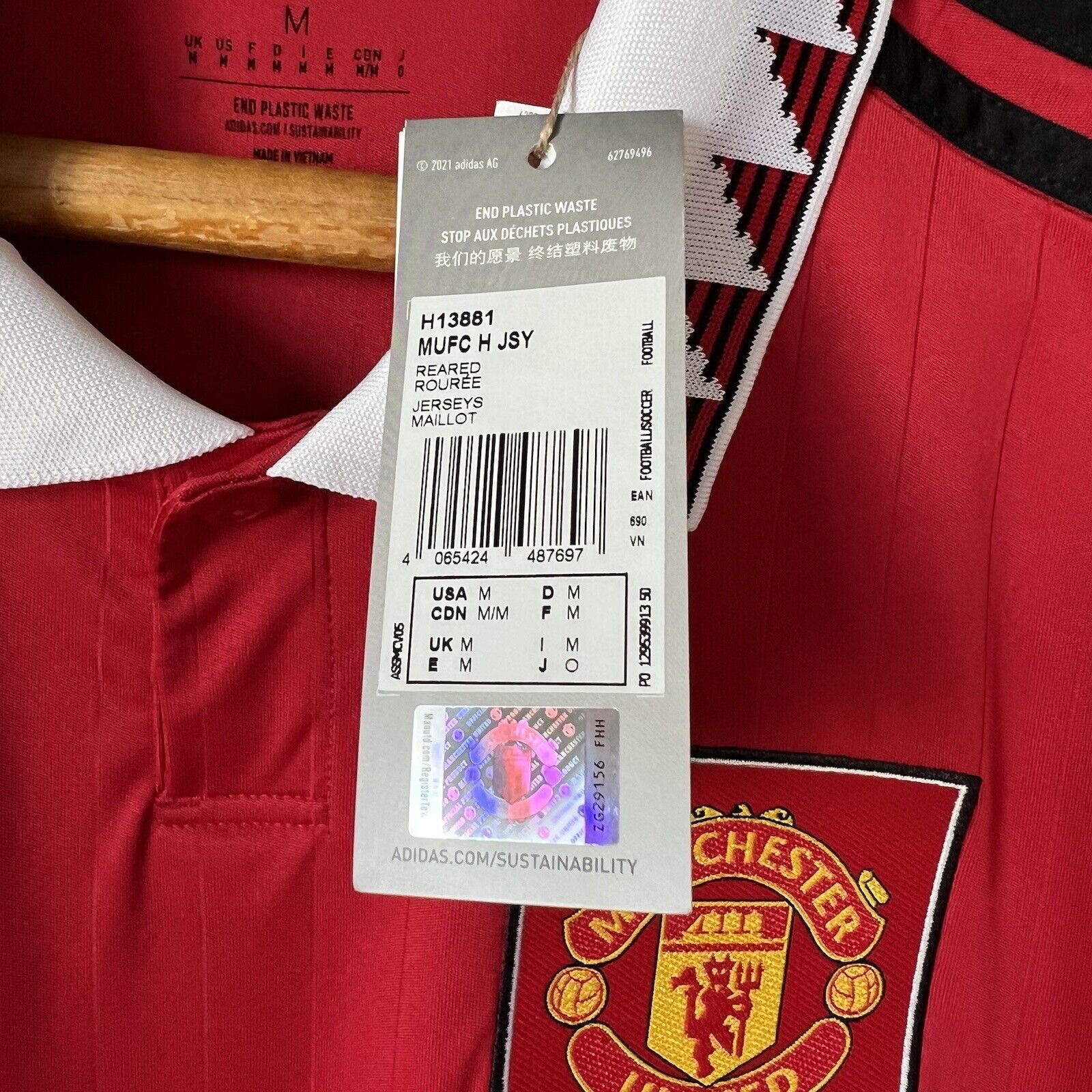 Sancho Manchester United Jersey 2022-2023 Home Mens Adidas Football Shirt Medium