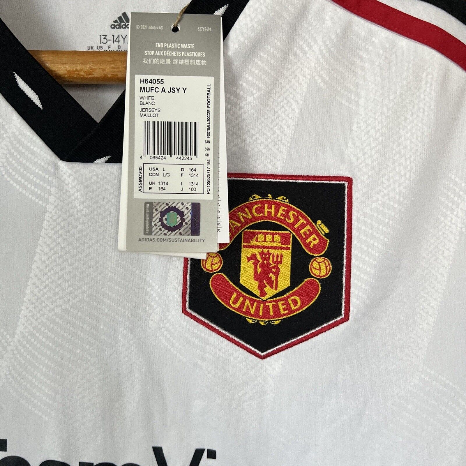 Manchester United 2022-23 Away Size L 13-14Y Boys Adidas Soccer Football Shirt