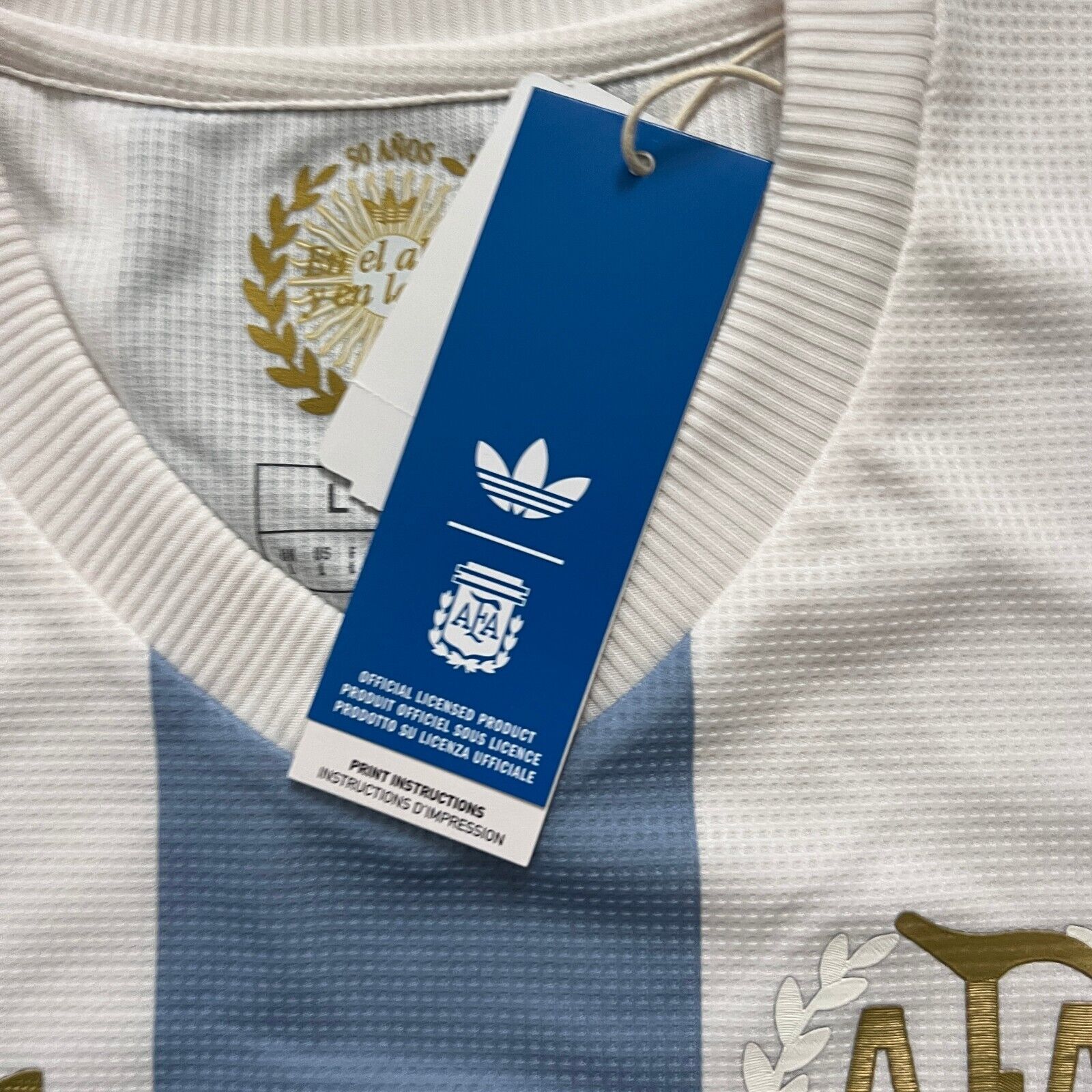 Argentina Jersey Anniversary 2024 Soccer Shirt JF2641 Adidas Mens Size L