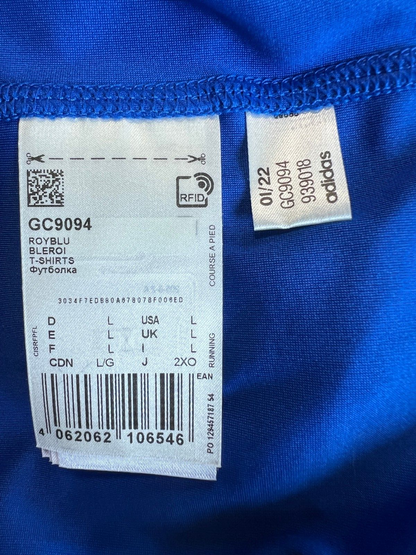 Adidas Mens Blue Running T-Shirt Size L Athletic Jersey GC9094