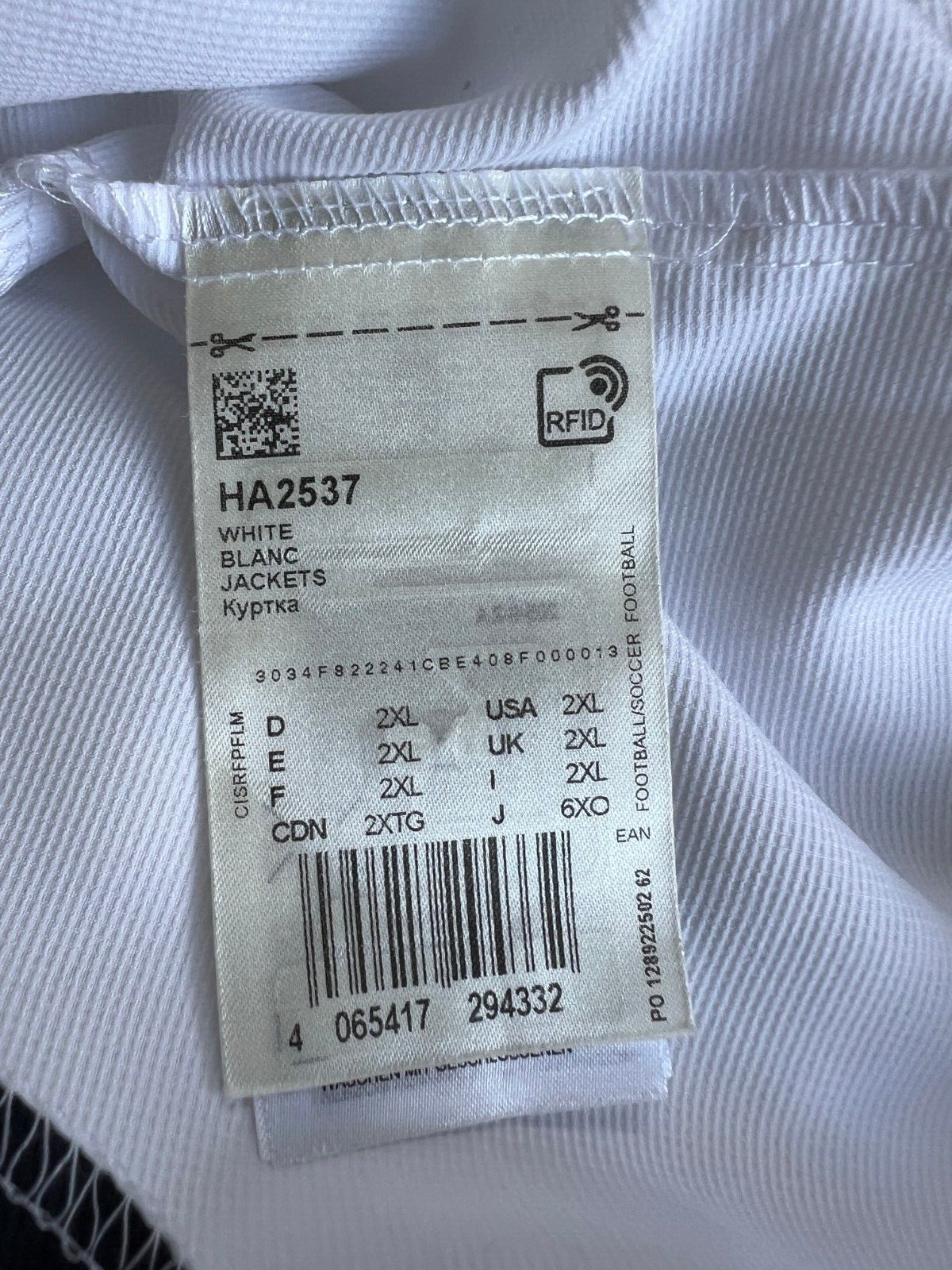 Real Madrid Teamgeist Jacket 2006x2021 White Soccer Adidas HA2537 Mens Size XXL