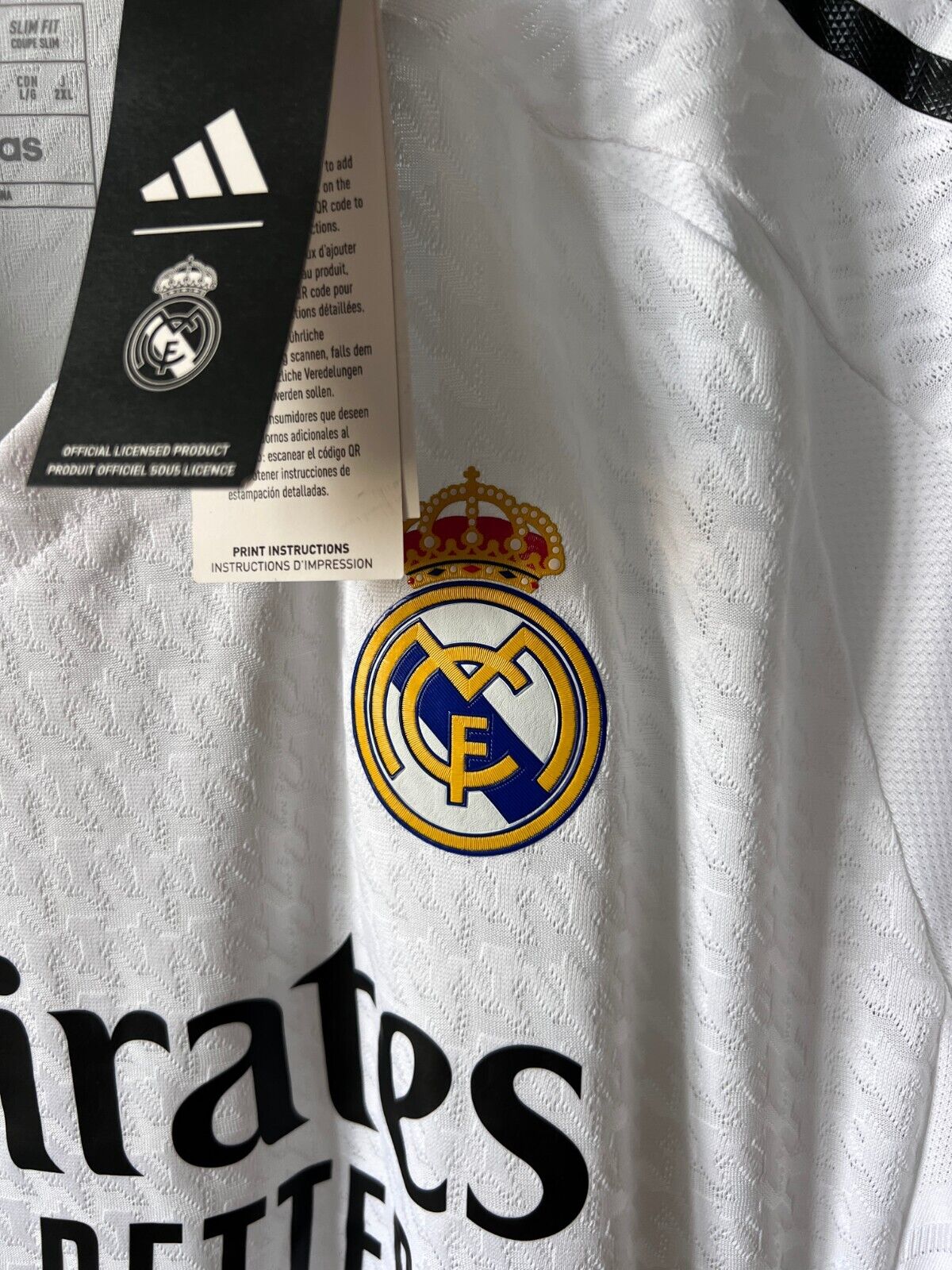 Real Madrid Jersey 24/25 Home Authentic Soccer Shirt IX8095 Adidas Mens Size L