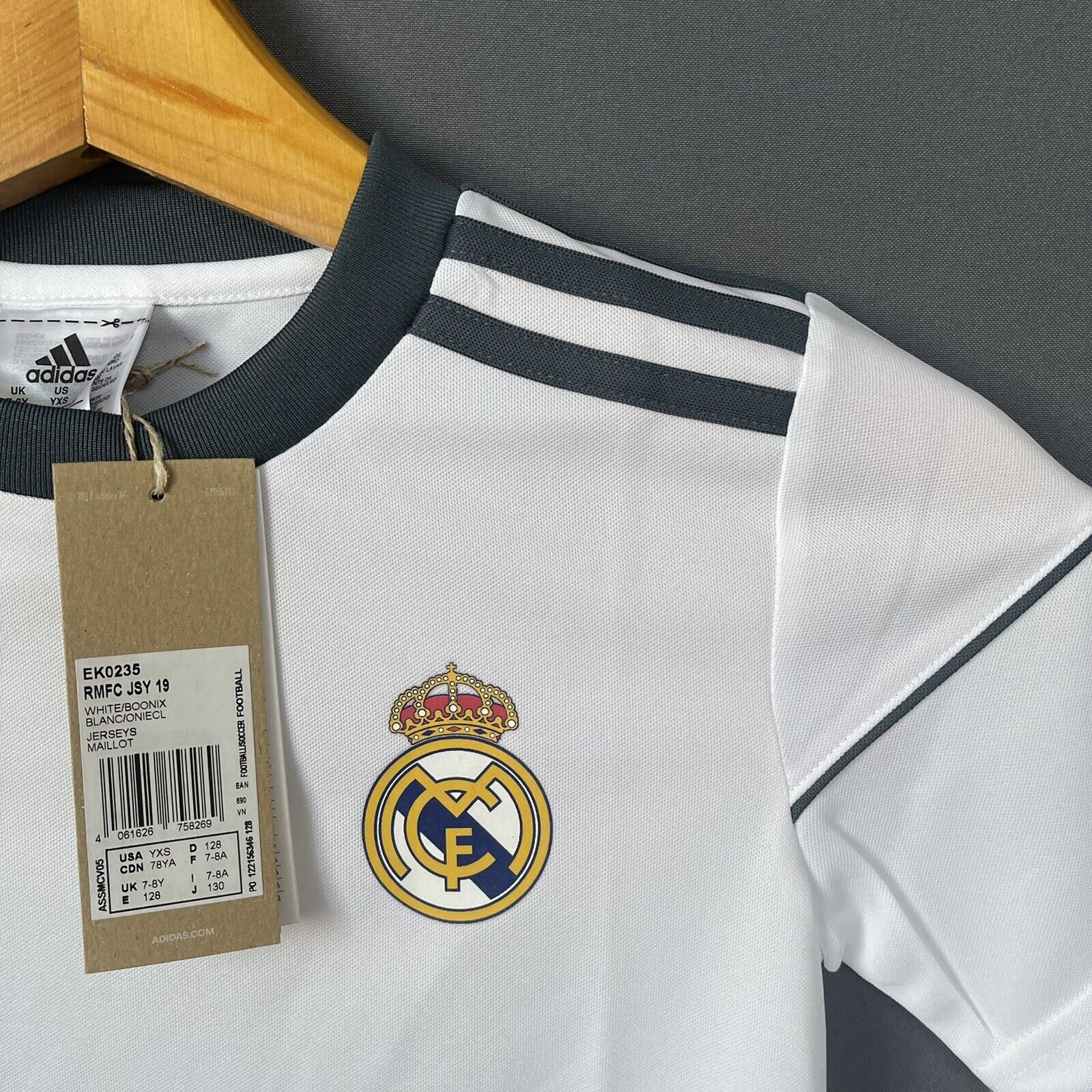 REAL MADRID JERSEY KIDS BOYS 128 7-8Y FOOTBALL SOCCER SHIRT ADIDAS EK0235
