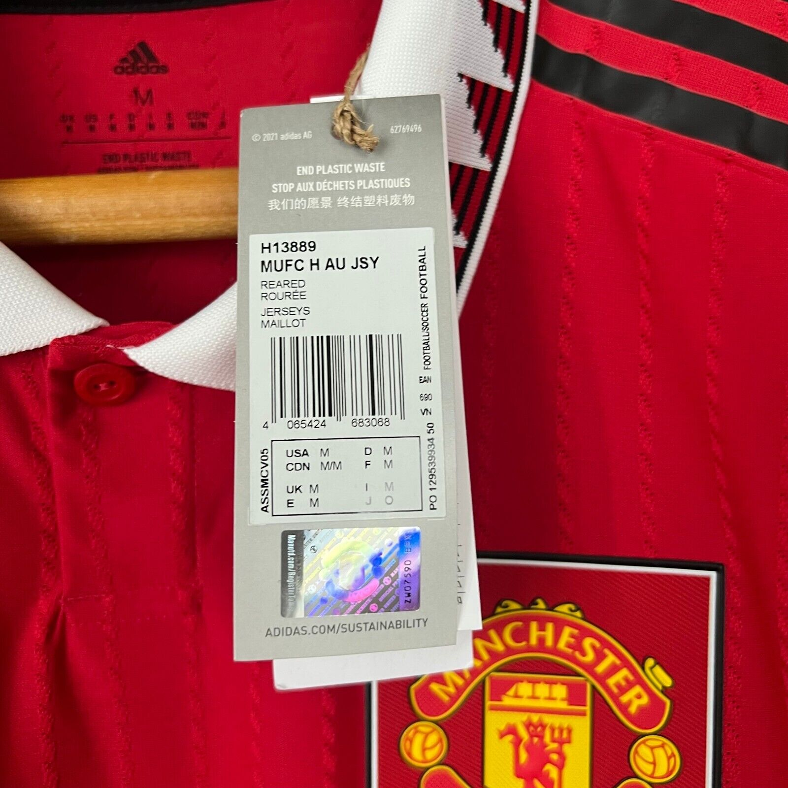 Rashford Manchester United Jersey 2023 Home Authentic Adidas Soccer Shirt Size M