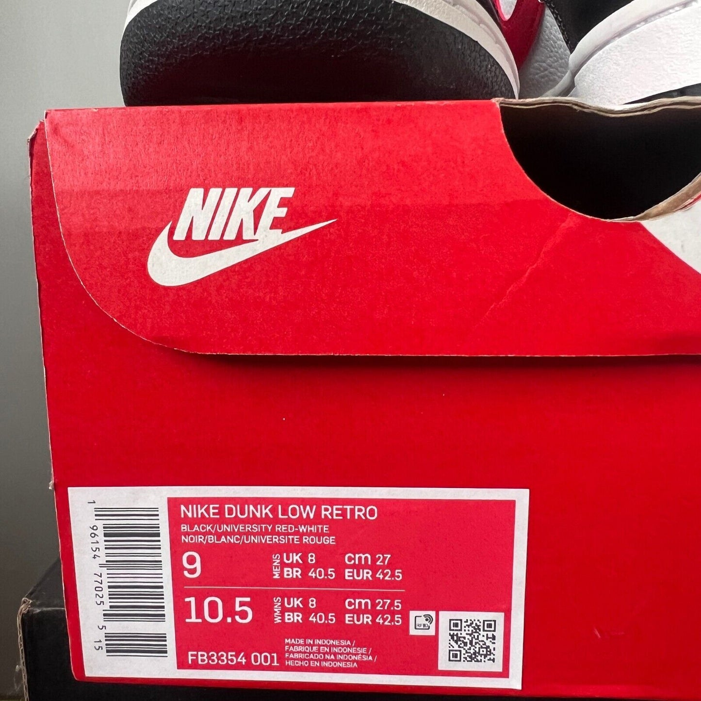 Nike Dunk Low Retro Red Swoosh Panda FB3354-001 Mens New