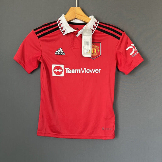 Manchester United 2022-23 Home Size S 9-10Y Boys Soccer Football Shirt Adidas