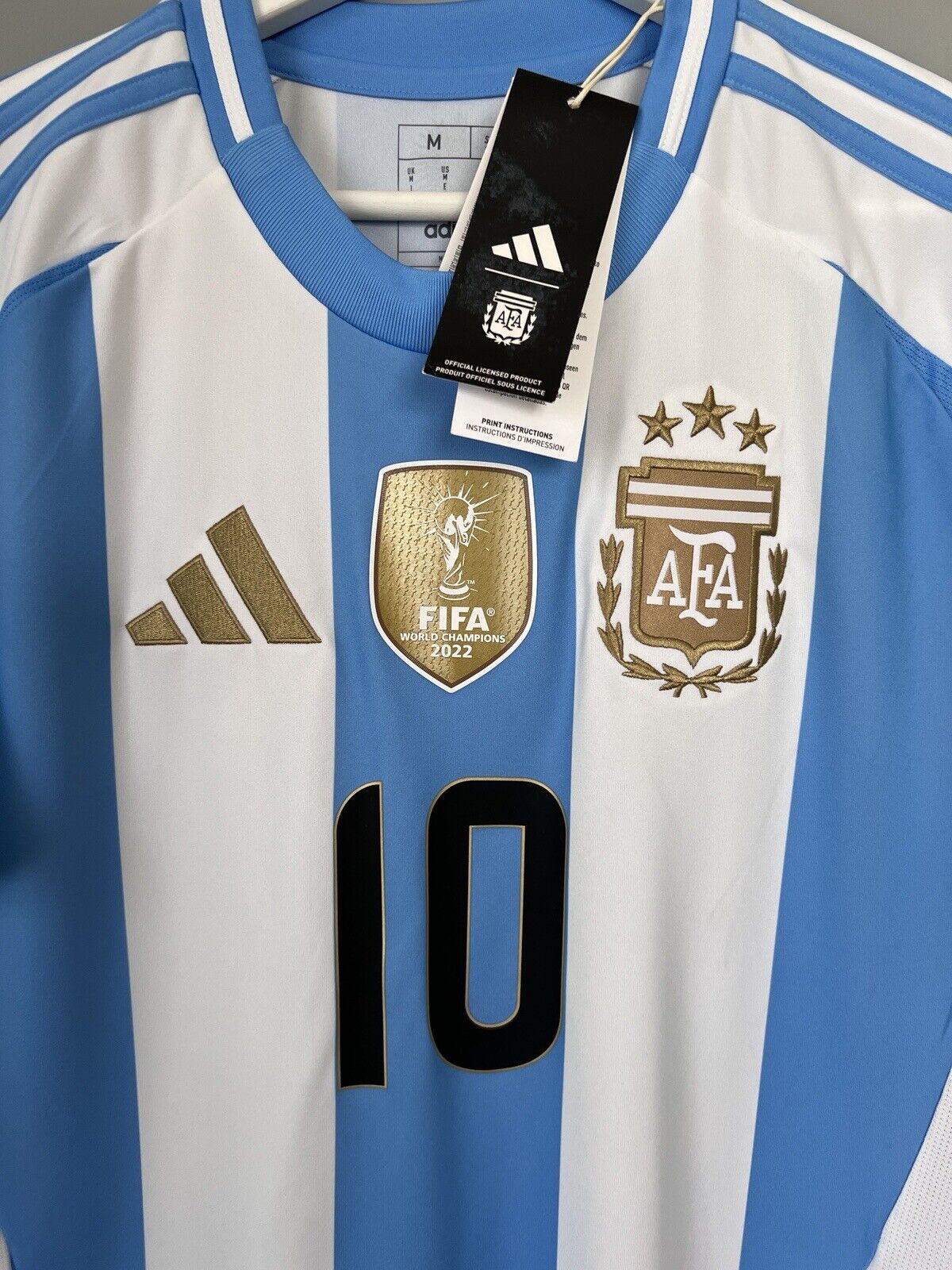 Messi Argentina Jersey 2024 Home Soccer Shirt IP8409 Adidas Men Size M
