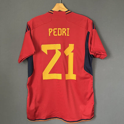 Pedri Spain Jersey 2022 Home Large Mens Soccer Shirt World Cup HL1970 Adidas