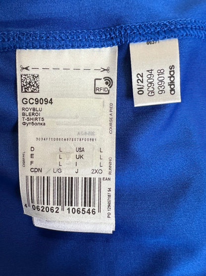 Adidas Mens Blue Running T-Shirt Size L Athletic Jersey GC9094