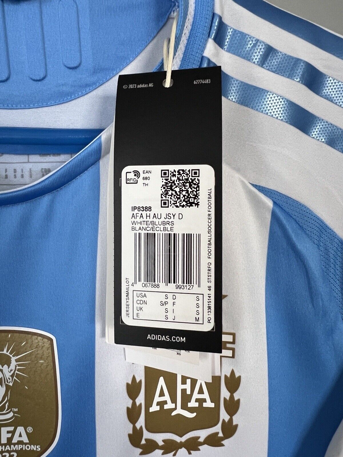 Messi Argentina Jersey 24 Home Authentic Soccer Shirt IP8388 Adidas Mens Size S