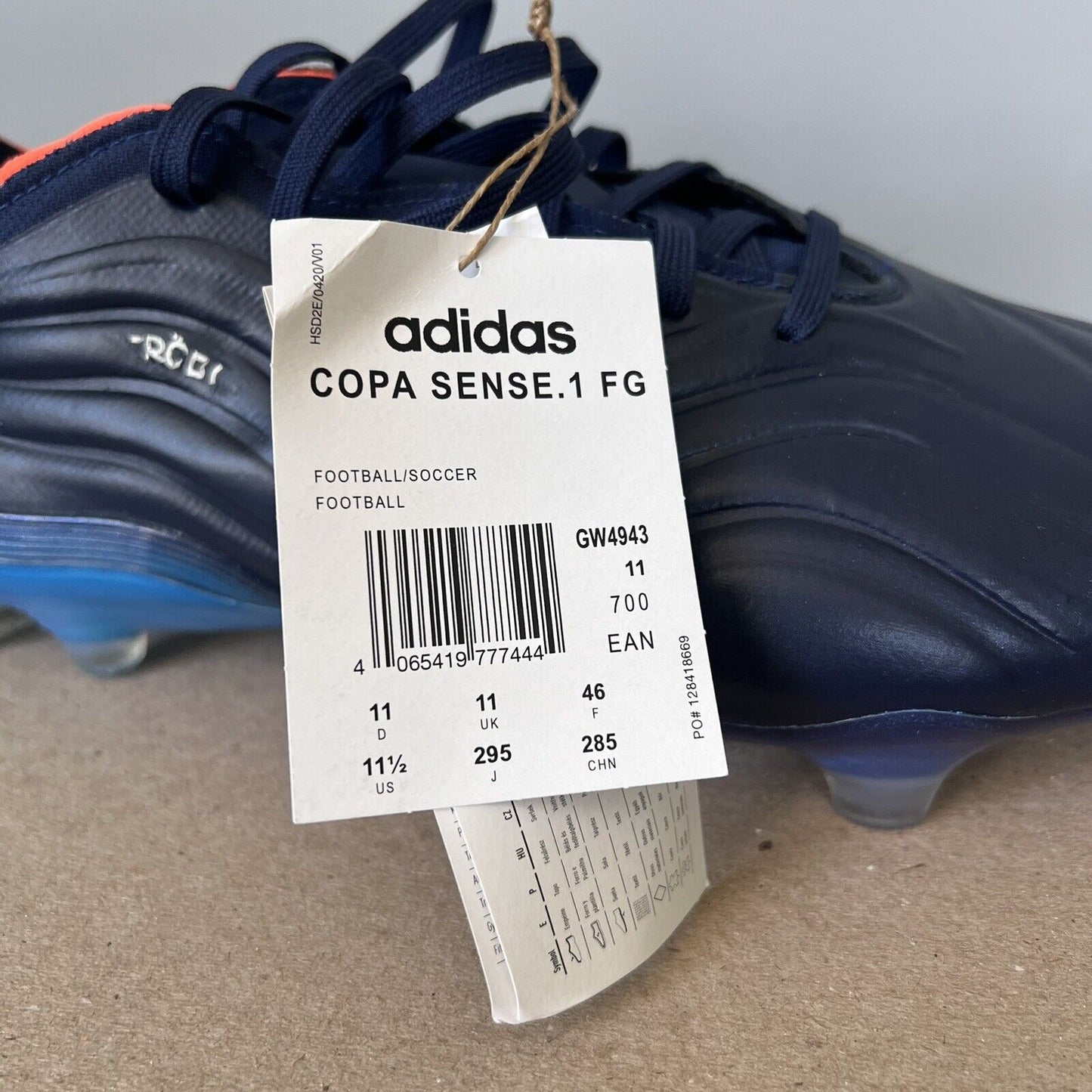 Adidas Copa Sense.1 FG Navy Mens Cleats Football Soccer Boots GW4943 Size 11.5