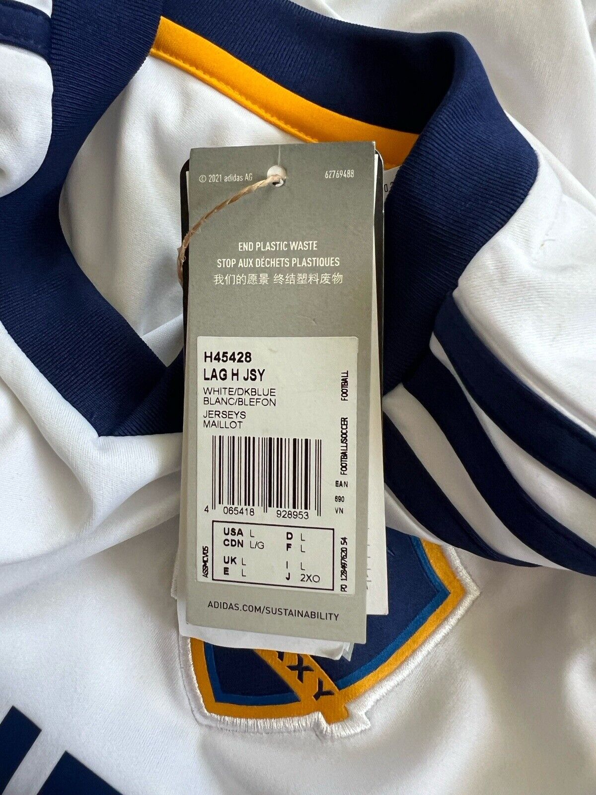 La Galaxy Jersey 21/22 Home Soccer Football Shirt H45428 Adidas Mens Size L