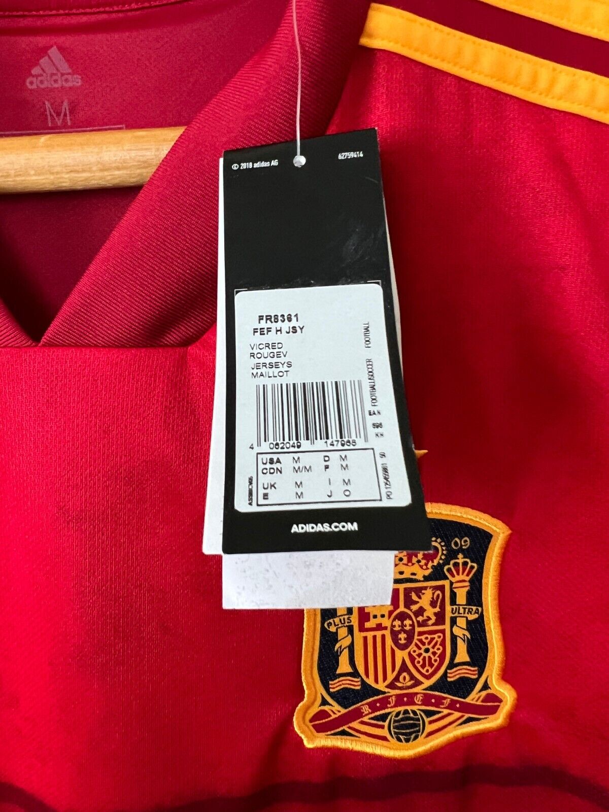 SPAIN JERSEY 20-22 HOME MEDIUM MENS FOOTBALL SOCCER SHIRT MAILLOT FR8361 ADIDAS