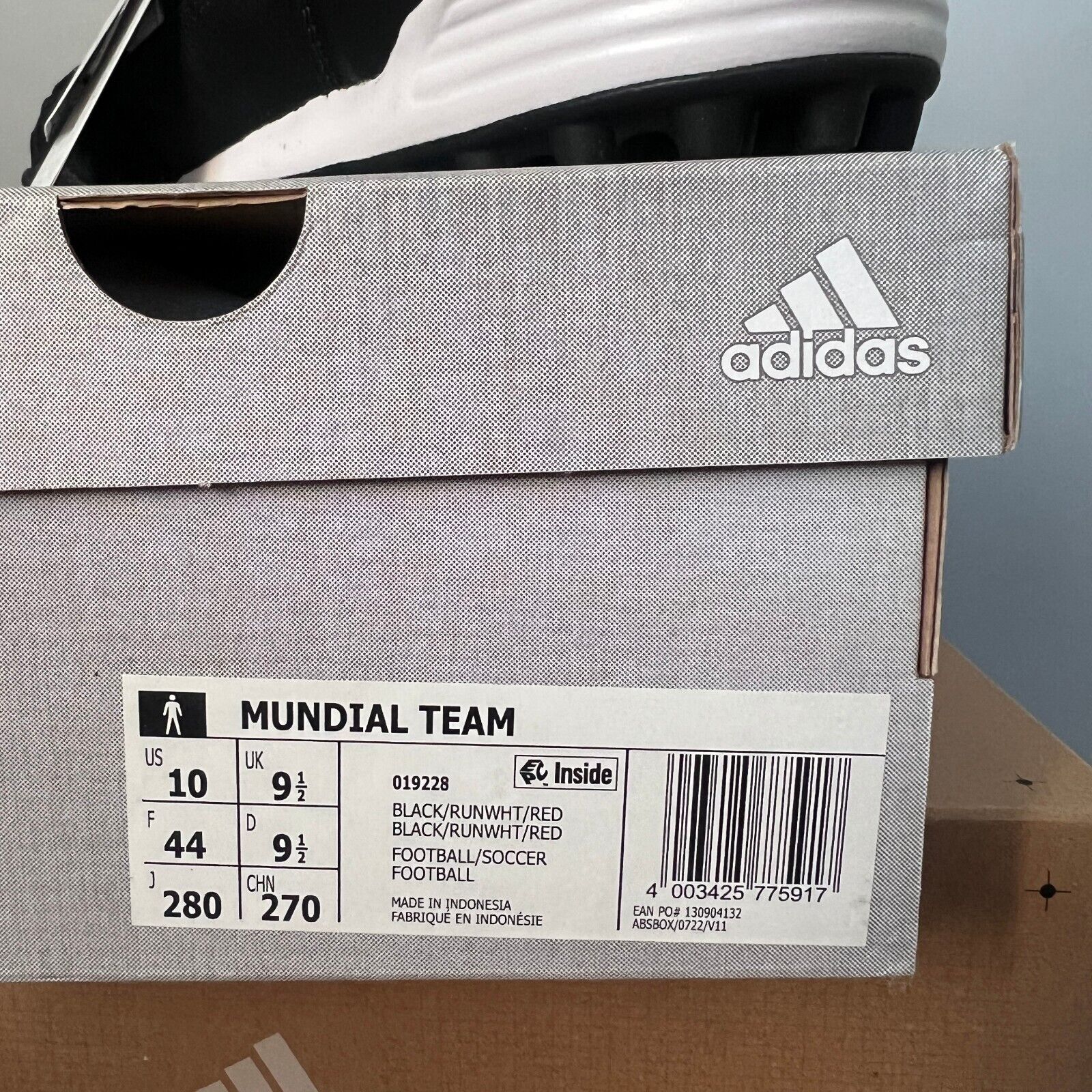 Adidas Mundial Team TF Leathers Football Soccer Cleats 019228 Mens Size US 10