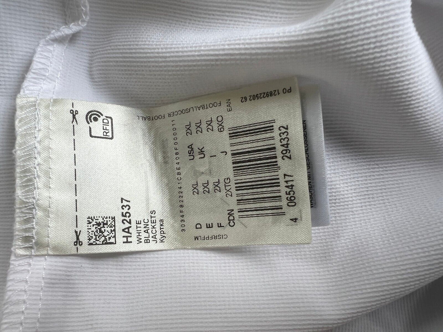 Real Madrid Teamgeist Jacket 2006x2021 White Soccer Adidas HA2537 Mens Size 2XL