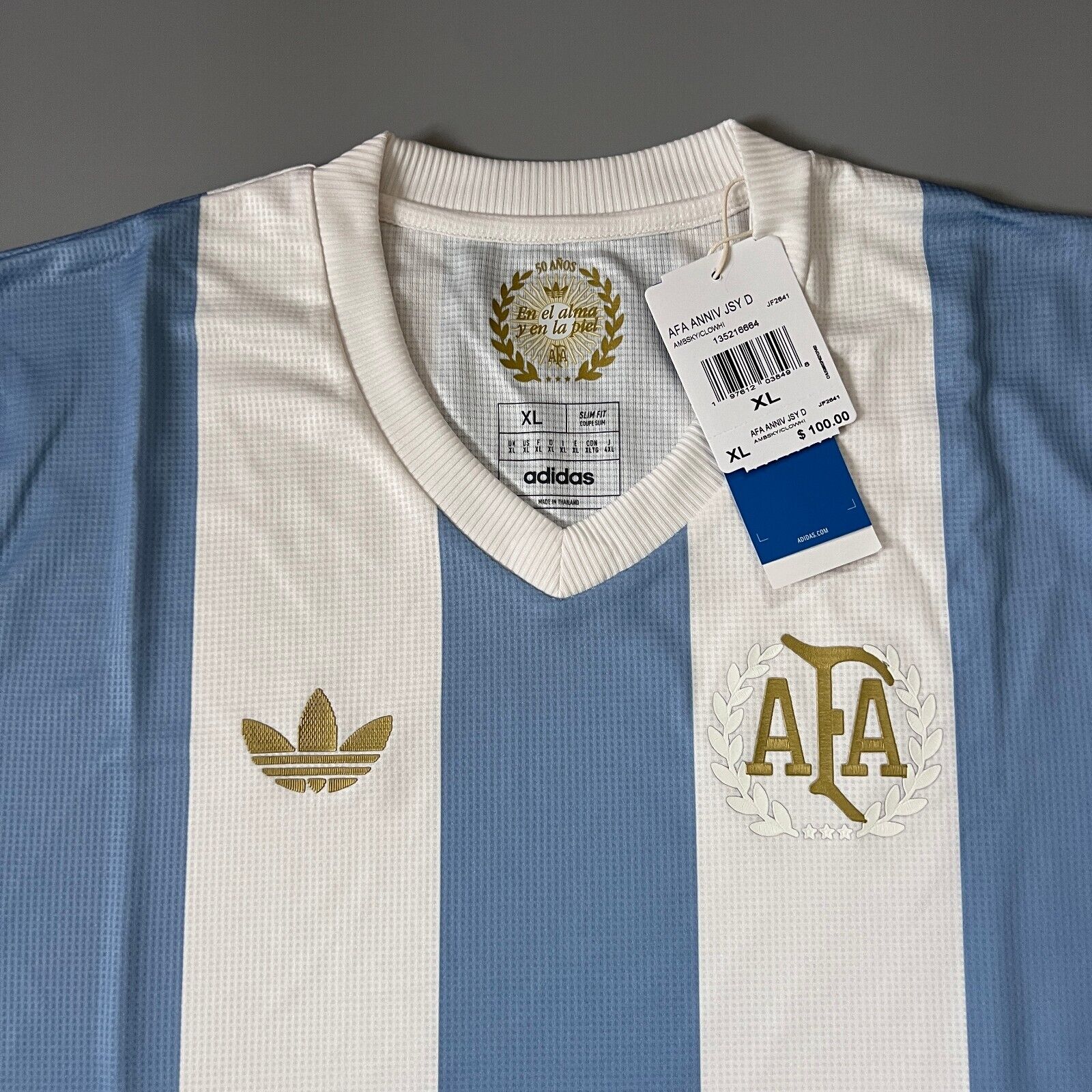 Argentina Jersey Anniversary 2024 Soccer Shirt JF2641 Adidas Mens Size XL