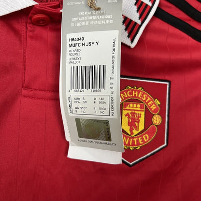 Manchester United 2022-23 Home Size S 9-10Y Boys Soccer Football Shirt Adidas