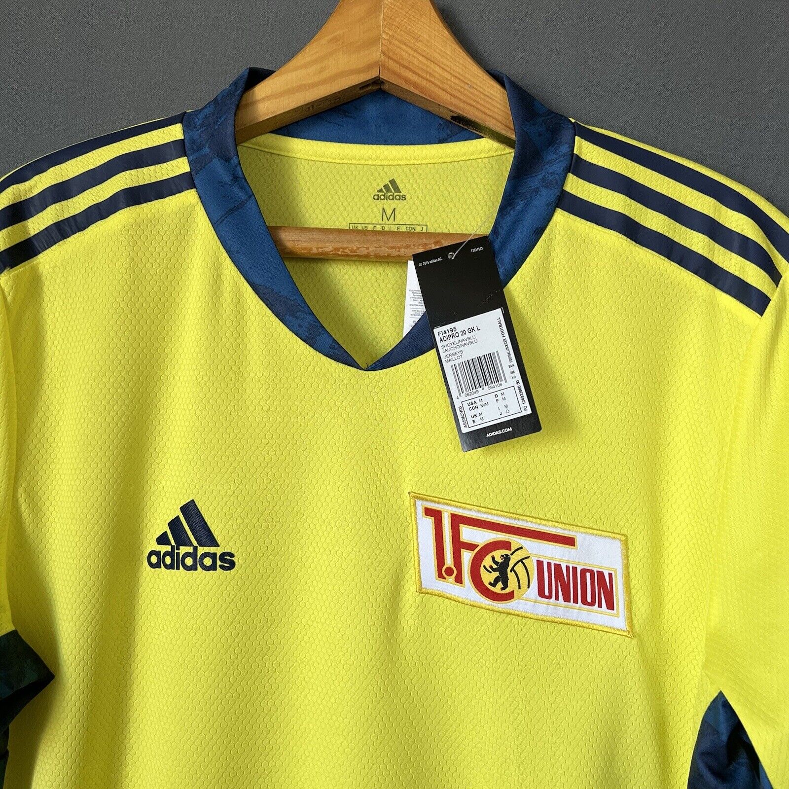 Adidas 1. FC Union Berlin Men's Yellow GK Jersey 20-21 - Officially Licensed