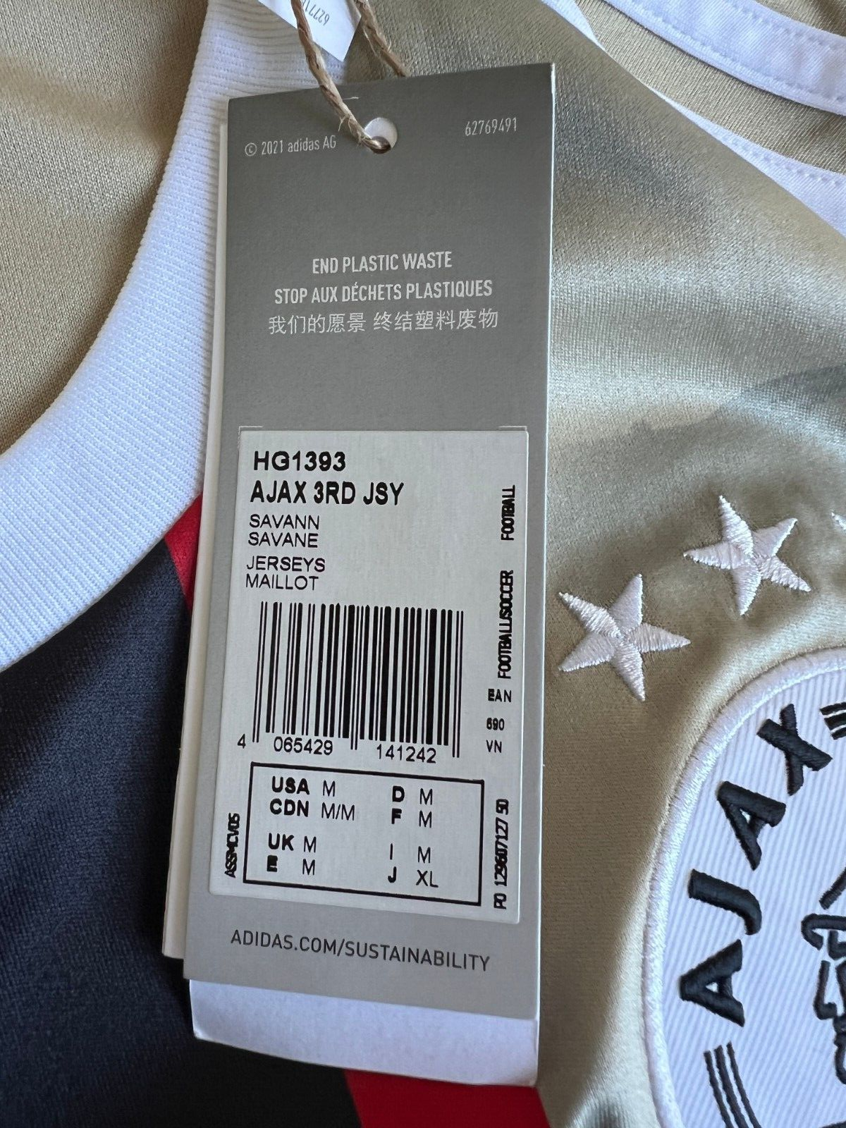 Ajax Amsterdam Jersey 22/23 Third Soccer Shirt Adidas HG1393 Mens Size M