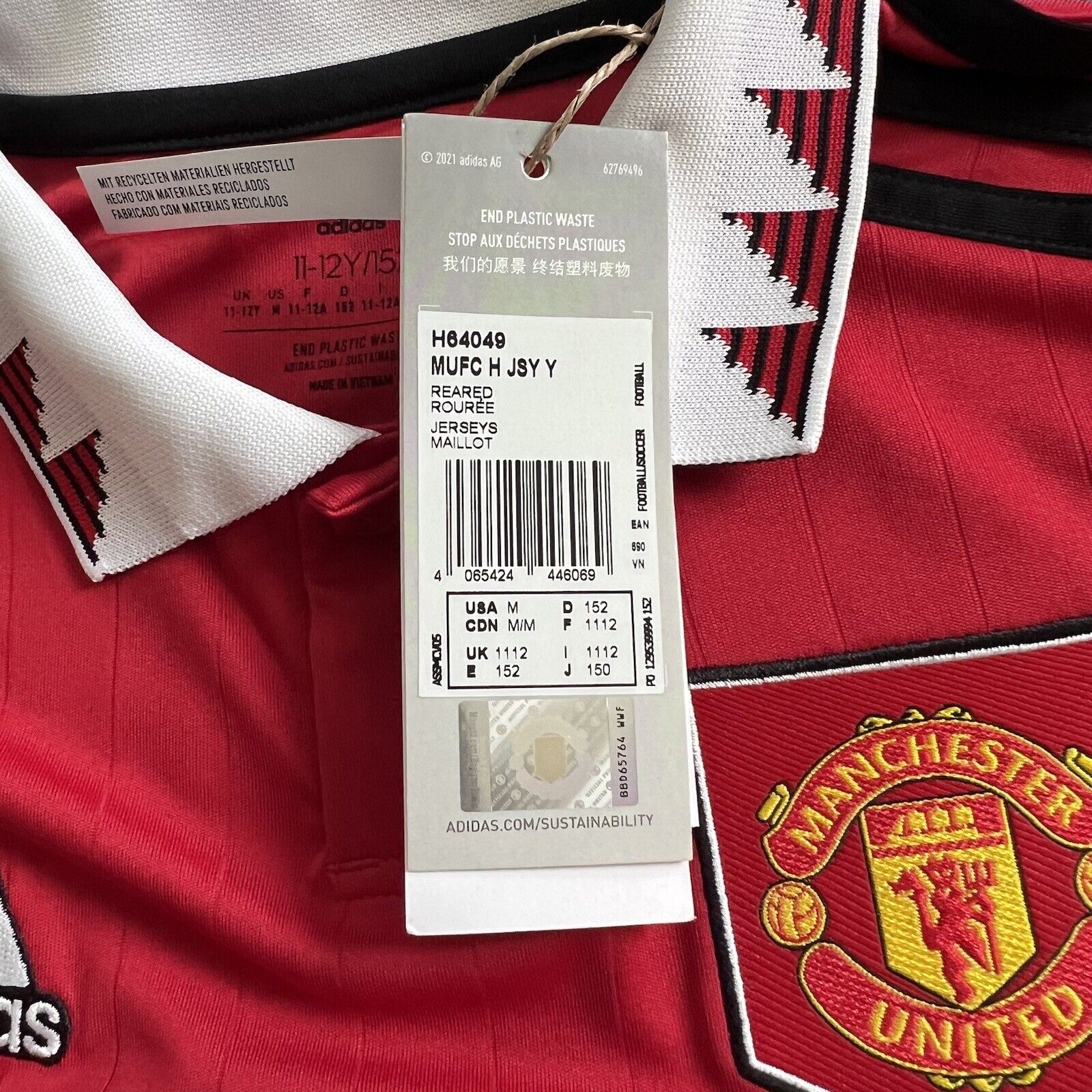 Eriksen Manchester United Jersey 22-23 Home Size M Boys Football Shirt Adidas