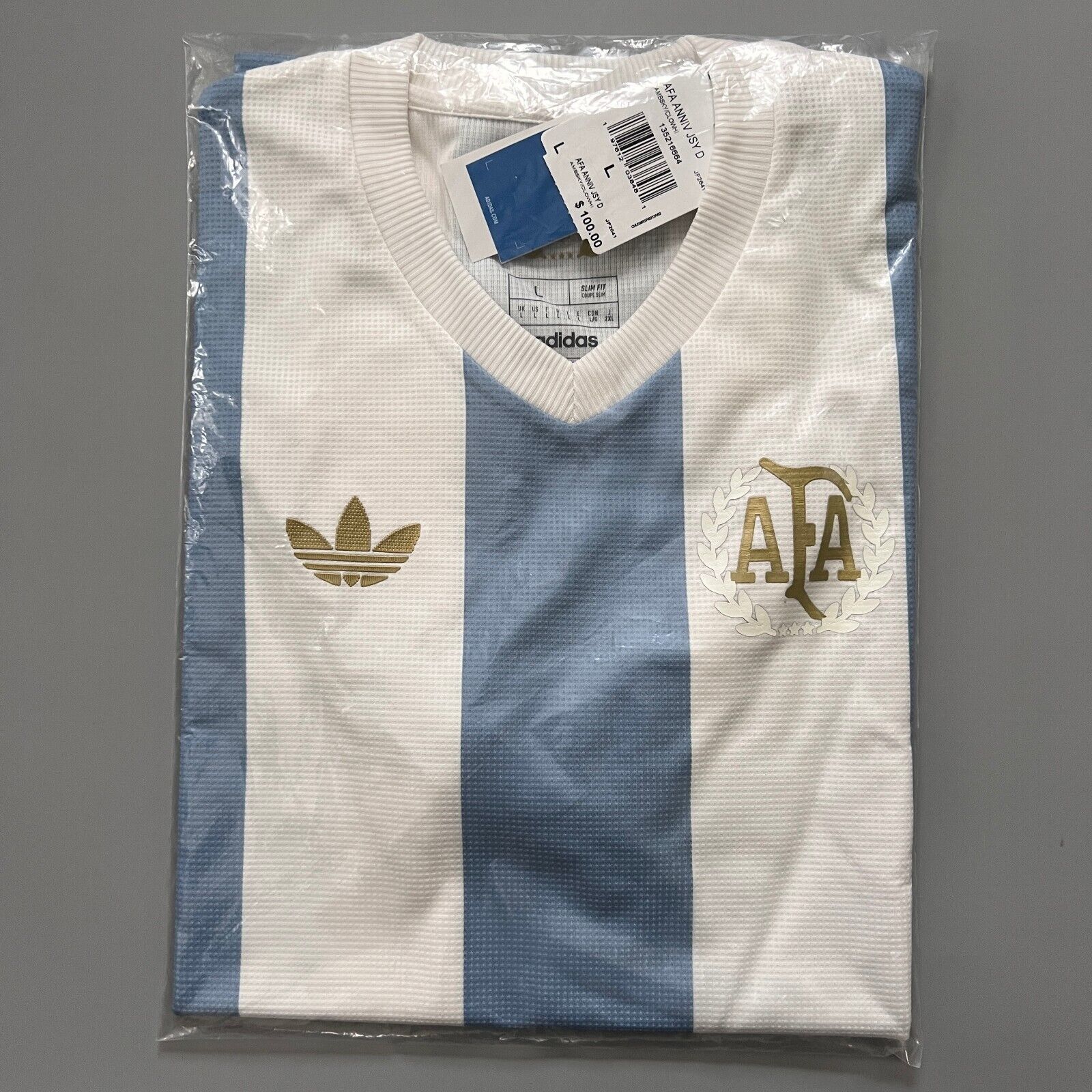 Argentina Jersey Anniversary 2024 Soccer Shirt JF2641 Adidas Mens Size L