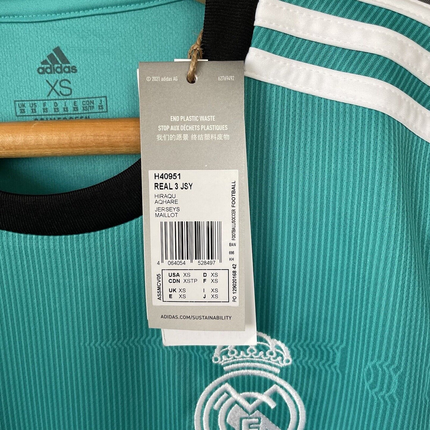 BENZEMA REAL MADRID JERSEY 2021/22 THIRD SIZE XS SOCCER FOOTBALL ADIDAS H40951