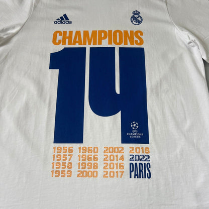 Real Madrid Jersey UCL Champions T-Shirt White Soccer Shirt Adidas Mens Size 2XL