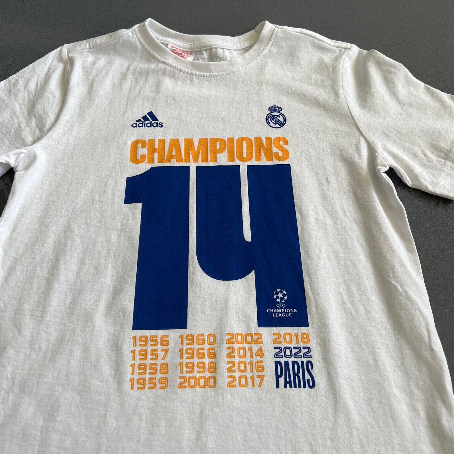 Real Madrid Jersey UCL Champions Size M 11-12Y Football Shirt Adidas