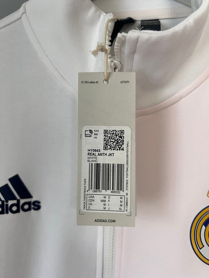 Real Madrid Anthem Jacket White Soccer Football Adidas HY0643 Mens Size M