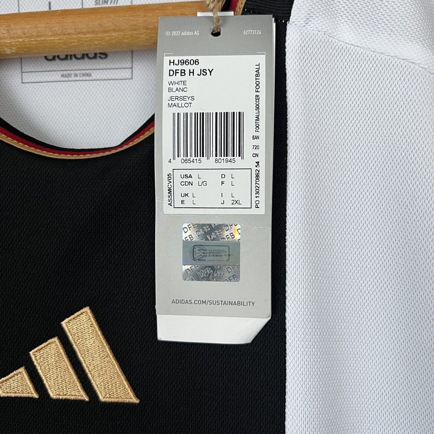 Muller Germany Jersey 2022 2023 Home Size L Mens Football Shirt HJ9606 Adidas