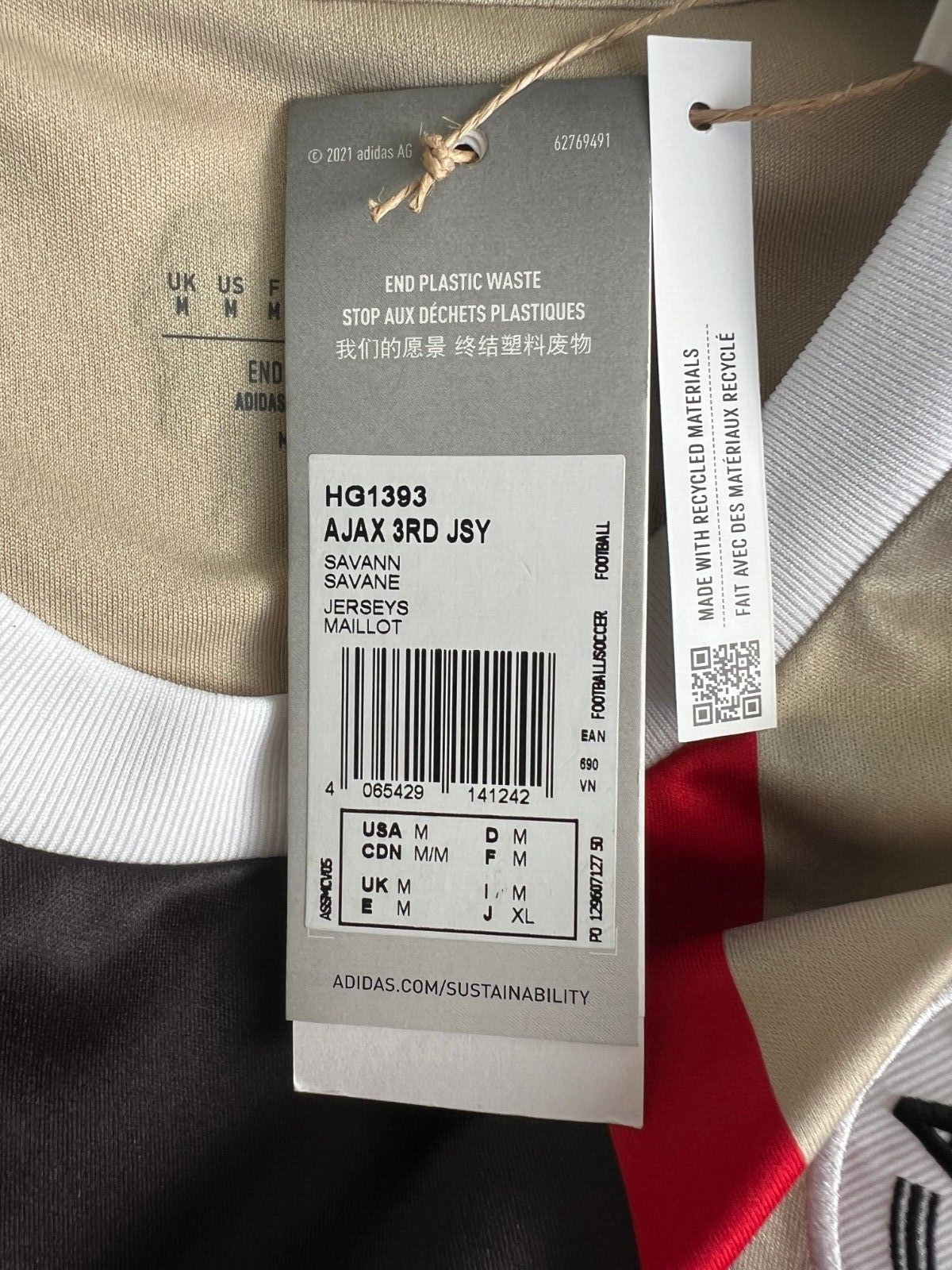 Ajax x Daily Paper 22/23 Third Jersey Soccer Shirt Adidas HG1393 Mens Size M