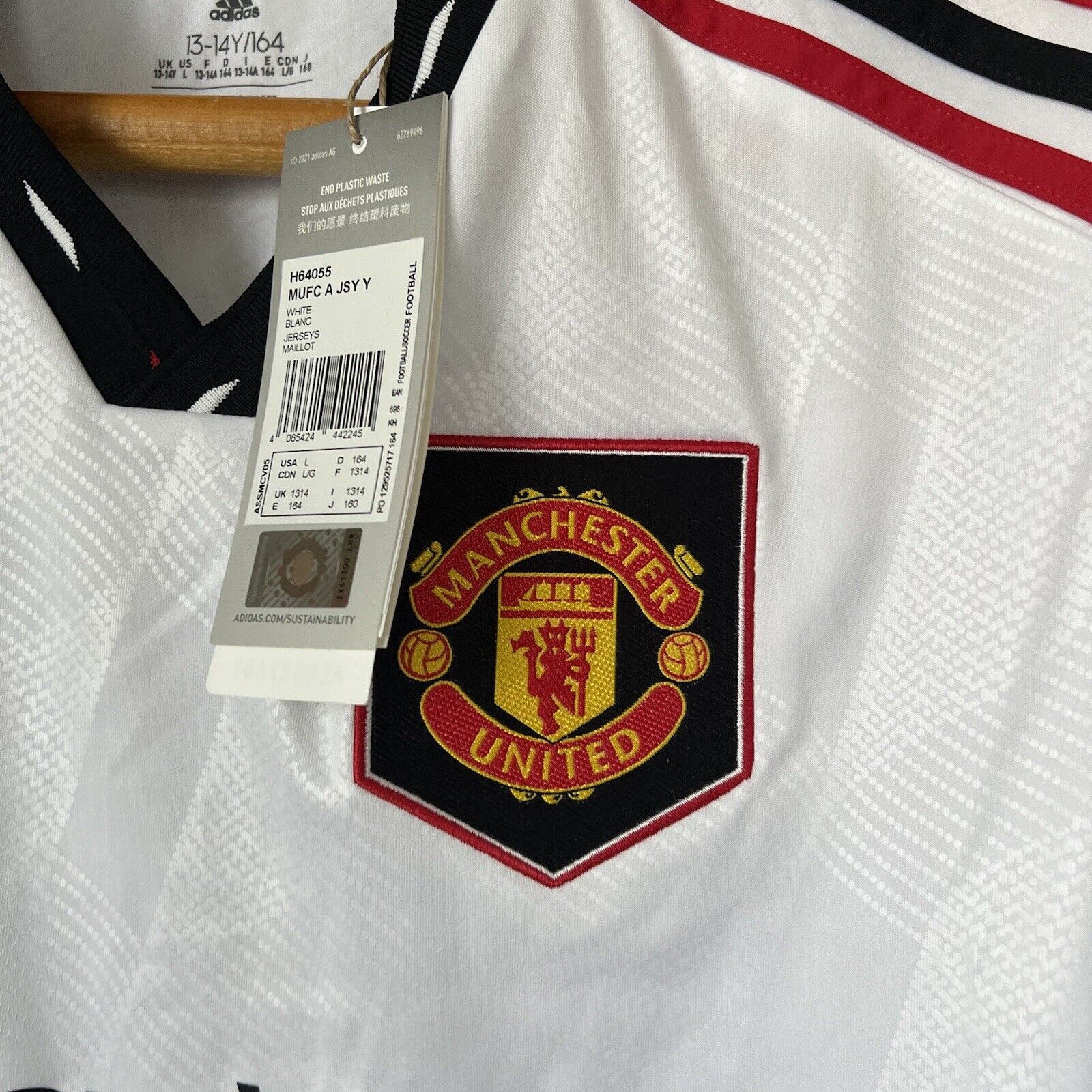 Manchester United 2022-23 Away Size L 13-14Y Boys Adidas Soccer Football Shirt