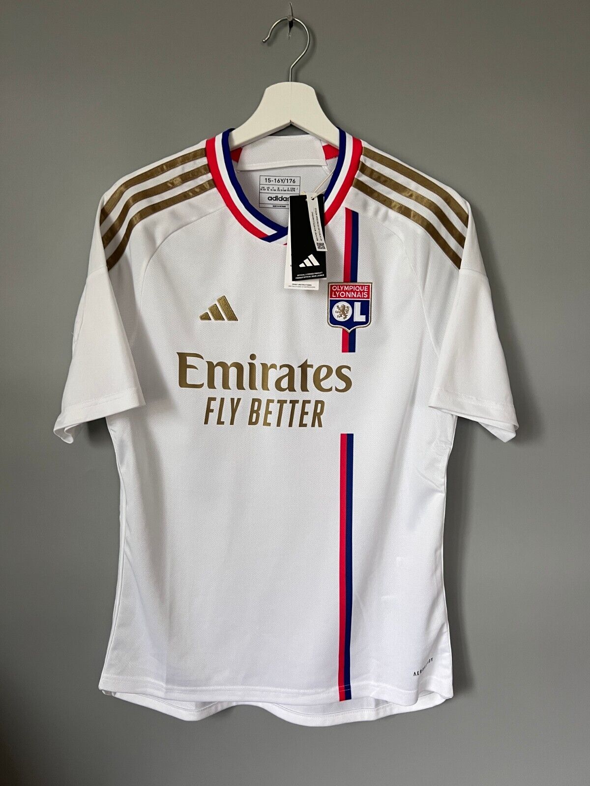 Olympique Lyon 23/24 Home Jersey Soccer Football Shirt Adidas Size XL Boys
