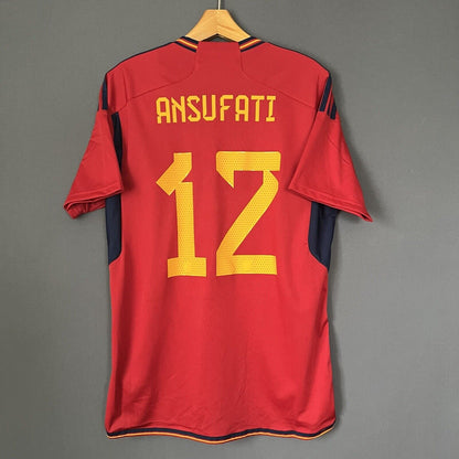 Fati Spain Jersey 2022 Home Size XL Mens Soccer Shirt World Cup HL1970 Adidas