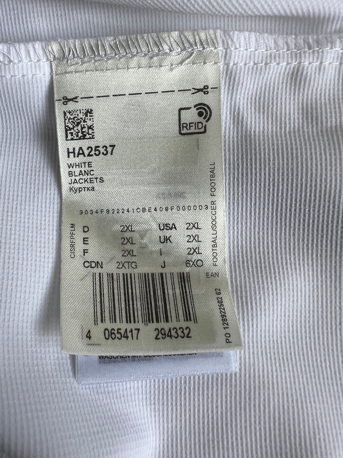 Real Madrid Teamgeist Jacket 2006x2021 White Soccer Adidas HA2537 Mens Size 2XL