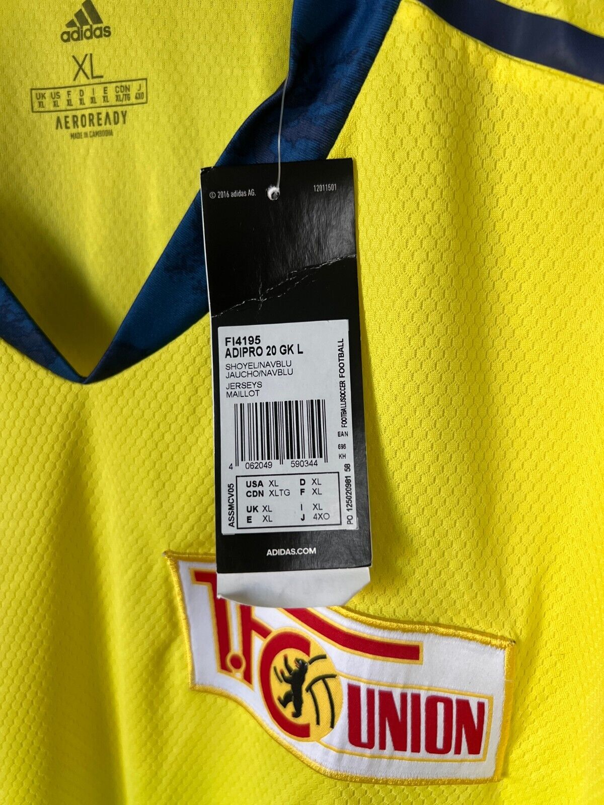 1. FC Union Berlin Jersey 20/21 Goalkeeper Soccer Shirt Adidas Mens Size XL