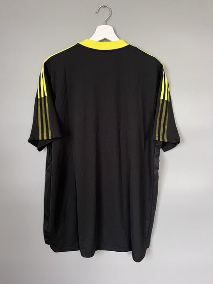 Leeds United Jersey Training Black Soccer Football Shirt Adidas Mens Size XL