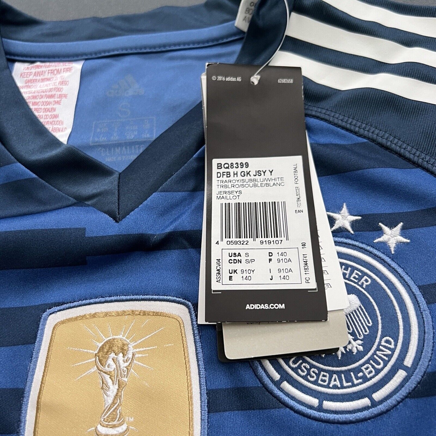 Germany Jersey 2018 2019 Goalkeeper Size S Boys Adidas Football Shirt
