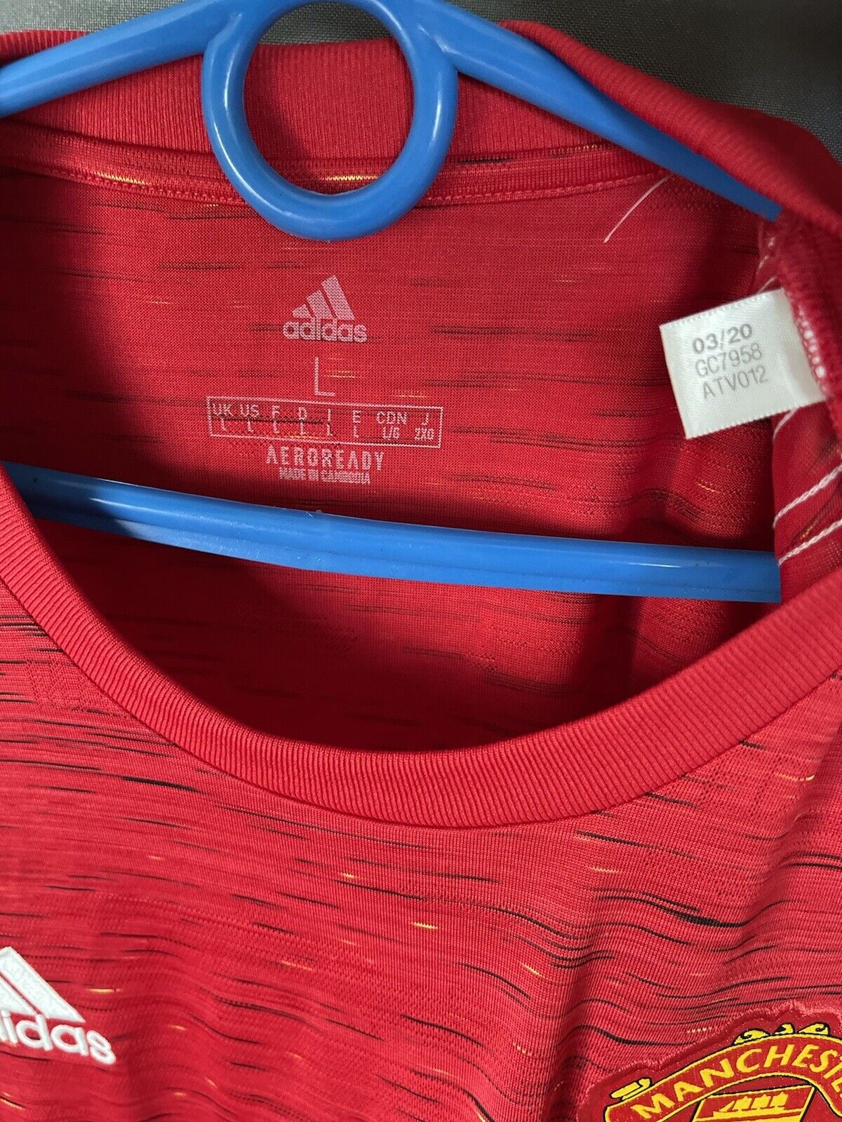 [GC7958] Manchester United Jersey 2020/21 Home Large Football Shirt Adidas