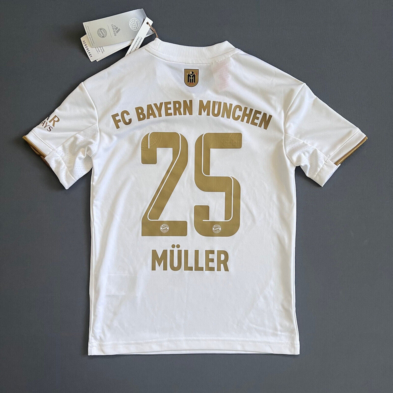 Muller Bayern Munich Jersey 22-23 Away Boys Soccer Shirt Size XS HI3880 Adidas