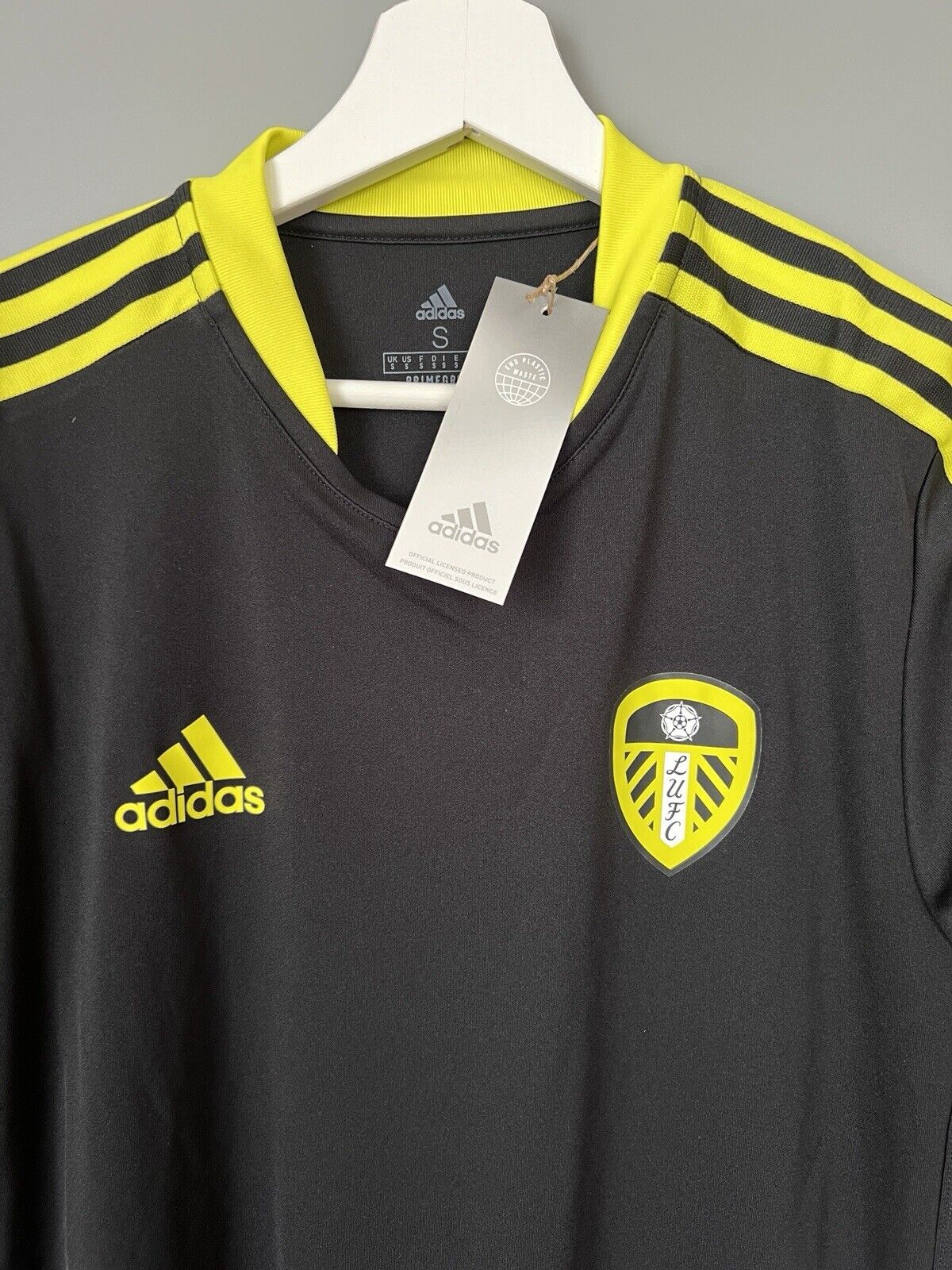 Leeds United Jersey Training Black Soccer Football Shirt Adidas Mens Size S