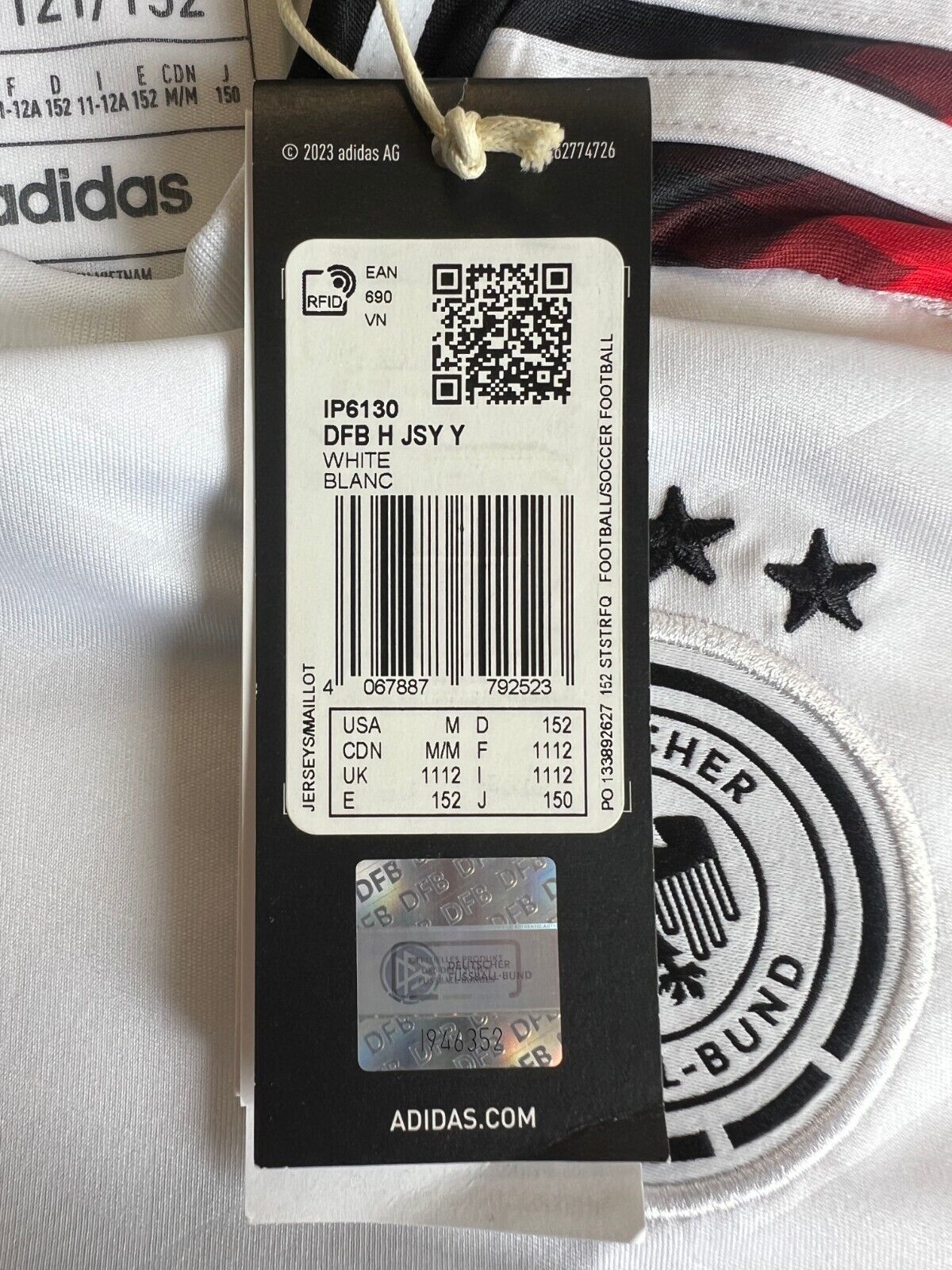 Germany Jersey 2024 Home Soccer Football Shirt Adidas DFB IP6130 Boys Size M