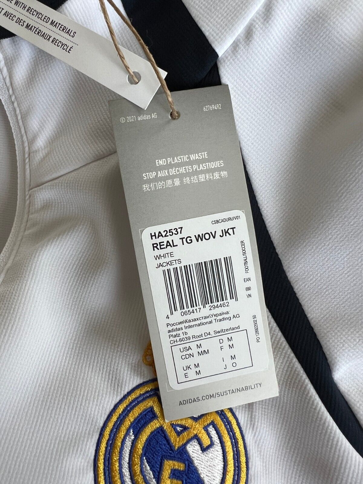Real Madrid Teamgeist Jacket 2006 x 2021 White Soccer Adidas HA2537 Mens Size M