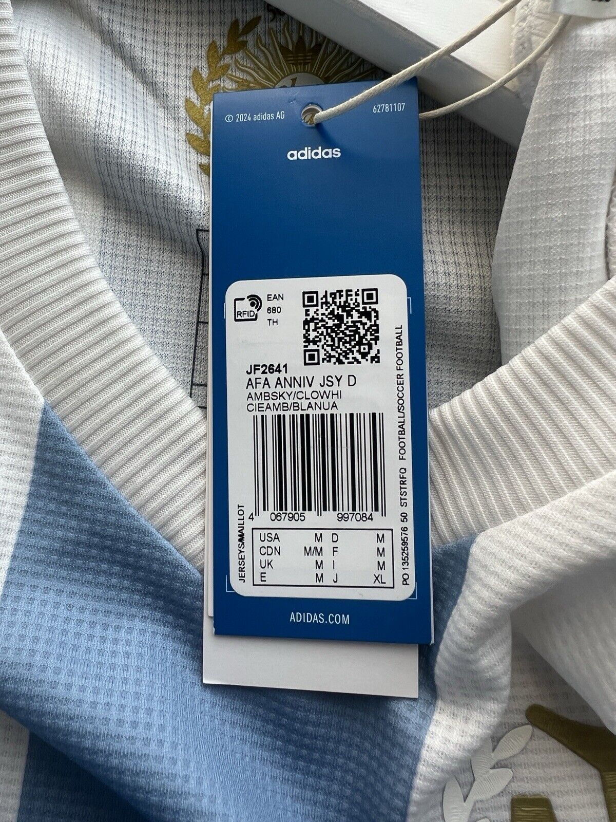Argentina Jersey Anniversary 2024 Soccer Shirt JF2641 Adidas Mens Size M