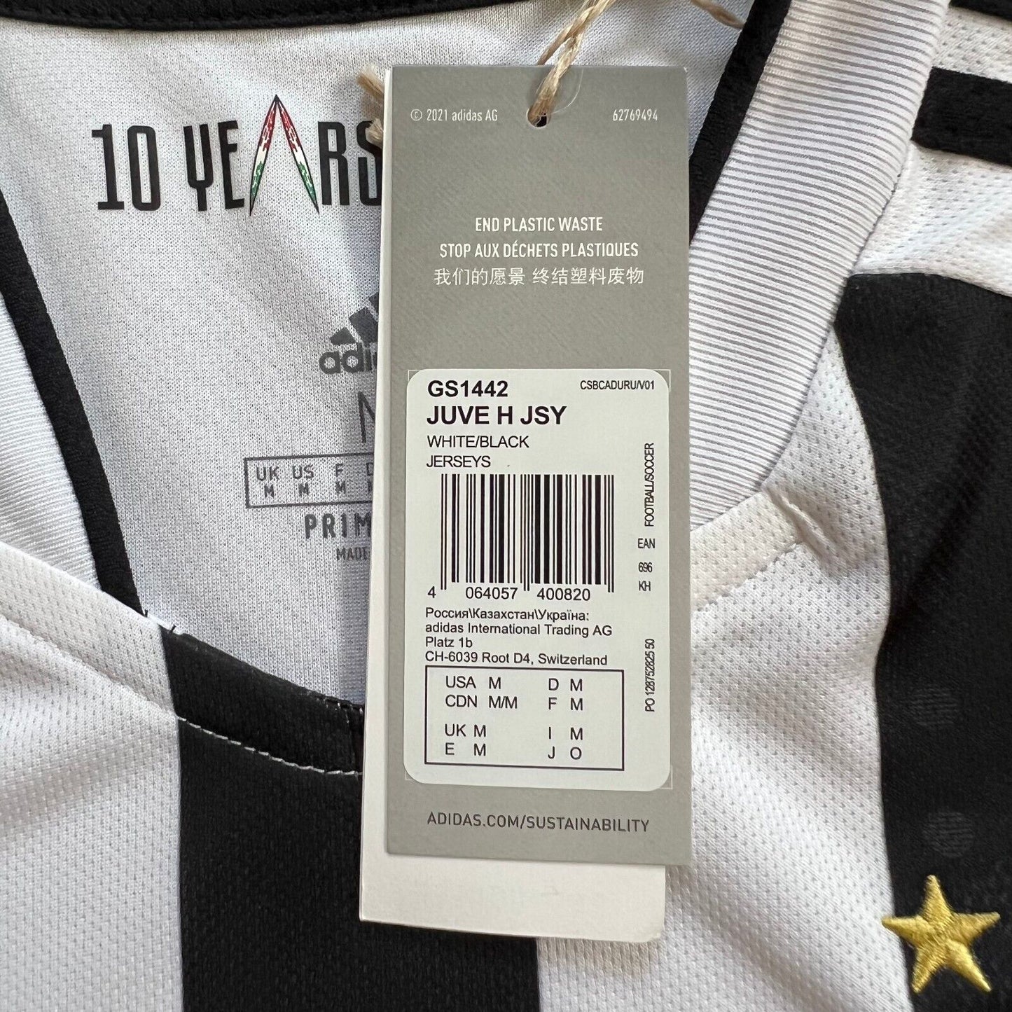 Juventus Jersey 2021-2022 Home Mens Soccer Shirt Size M GS1442 Adidas