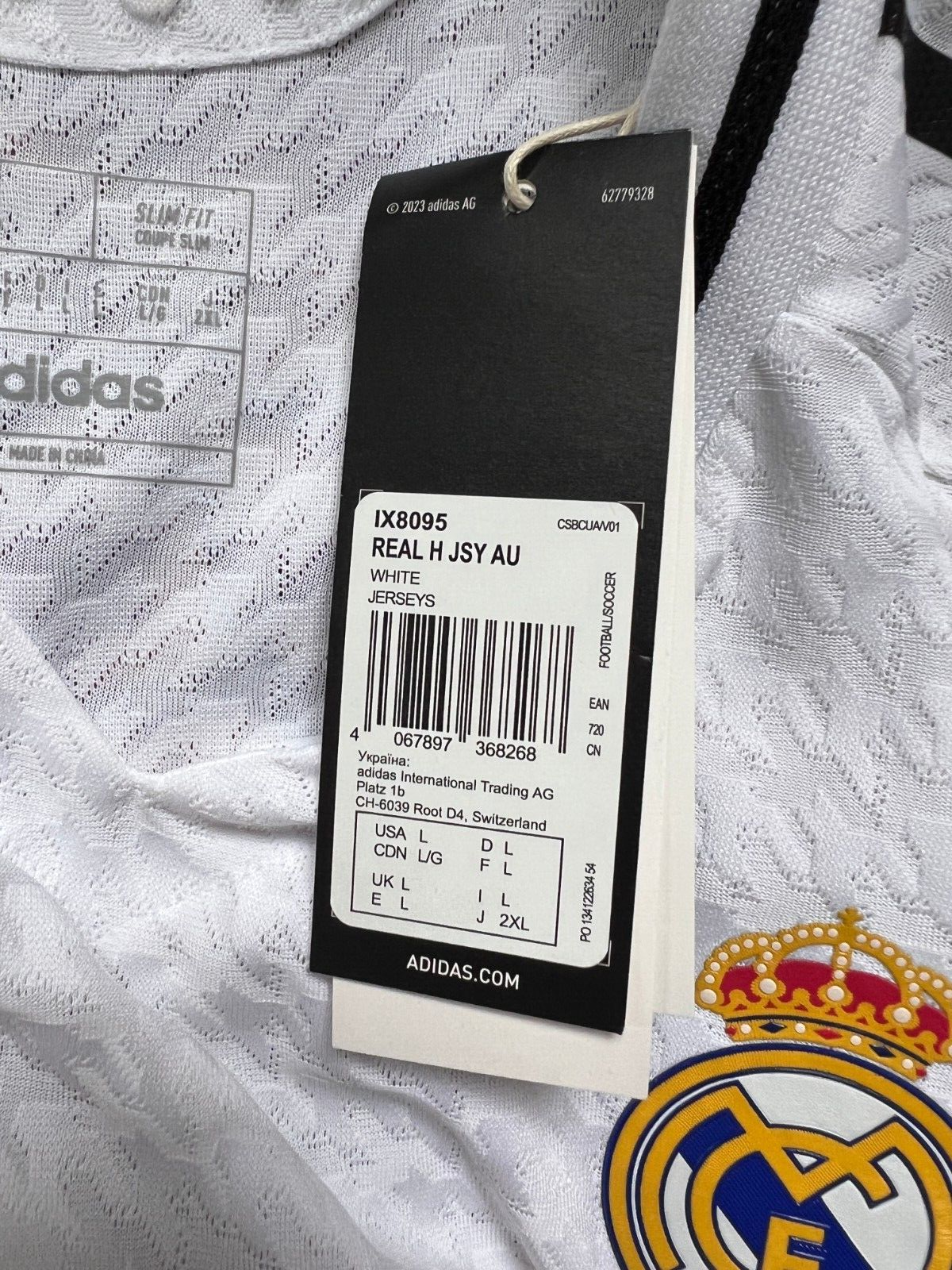 Real Madrid Jersey 24/25 Home Authentic Soccer Shirt IX8095 Adidas Mens Size L
